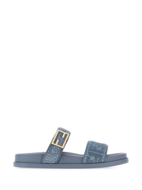 FENDI Fendi Women Cerulean Blue Raffia Fendi Feel Slippers