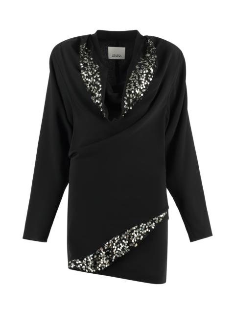 Isabel Marant Lazeli Embellished V-neck Mini Dress