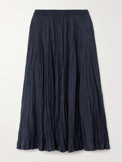 Sully crinkled silk-habotai midi skirt Navy