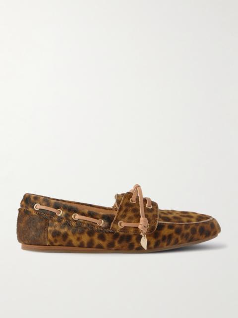 ANCIENT GREEK SANDALS Pliaria Leopard-print Leather-trimmed Calf Hair Boat Shoes
