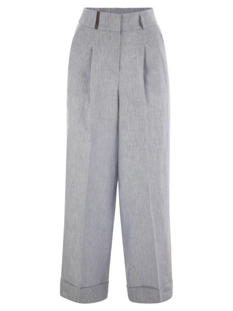 Peserico - Peserico Women Linen Trousers With Striped Pattern