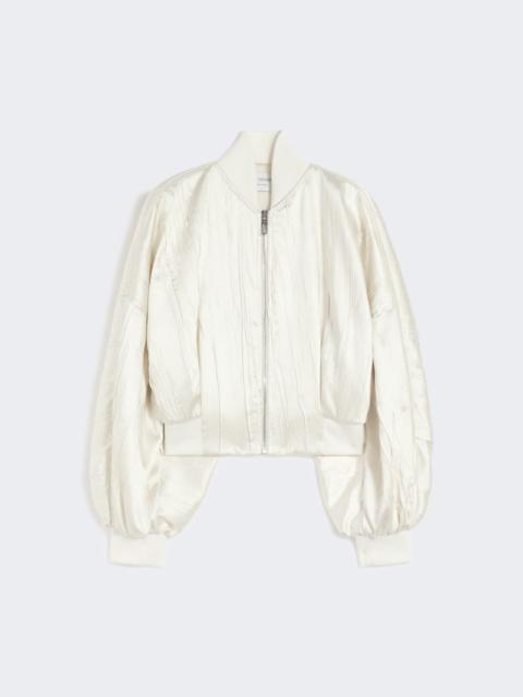 Sportmax Plissé-pleated satin bomber jacket - ivory