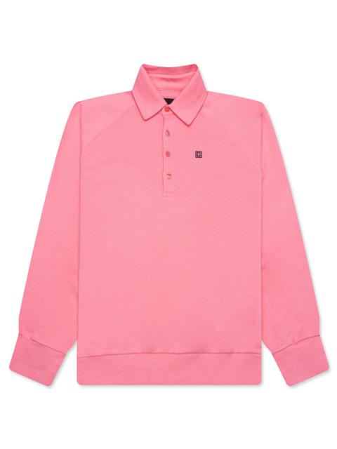 Givenchy LOGO EMBROIDERED LONG-SLEEVE POLO SHIRT - CANDY PINK