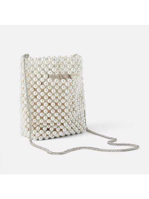 Other Designers Zara Pearl Beaded Bucket Bag