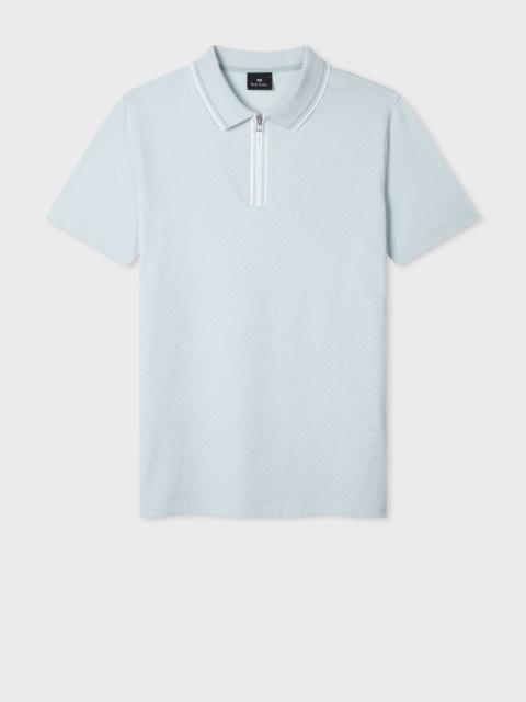 Paul Smith Pale Blue Jacquard Zip-Neck Polo Shirt