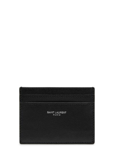 Saint Laurent Logo Pebbled Leather Card Holder