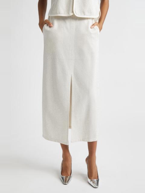 EMPORIO ARMANI Emporio Armani Studded Twill Midi Skirt in Off White at Nordstrom