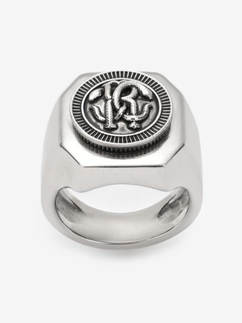 Roberto Cavalli Ring with Monogram Mirror Snake