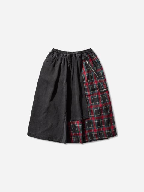 UNDERCOVER Women's Denim and Wool-Blend Check Skirt Black