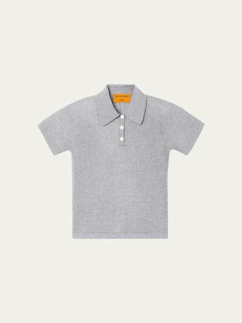 GUEST IN RESIDENCE Cashmere Short-Sleeve Shrunken Polo Sweater