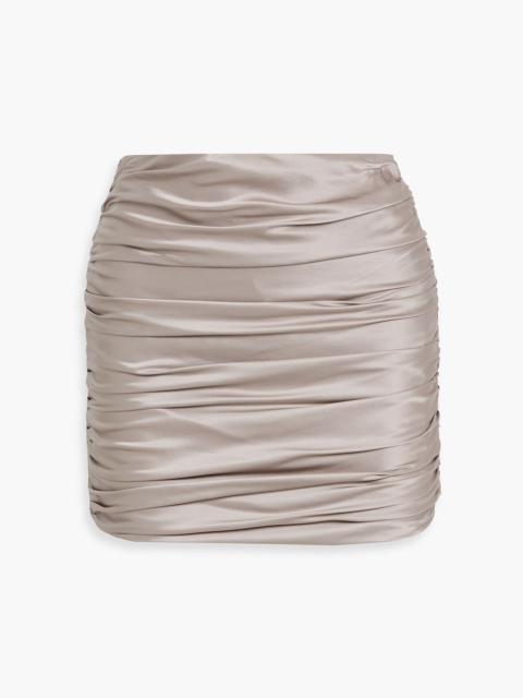 Other Designers Ruched silk-satin mini skirt