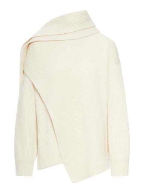 Jil Sander FINE WOOL SWEATER WITH WRAP SCARF DETAILS
