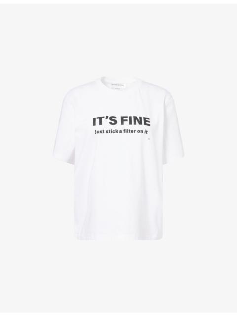 Victoria Beckham Printed Relaxed-Fit Cotton-Jersey T-Shirt