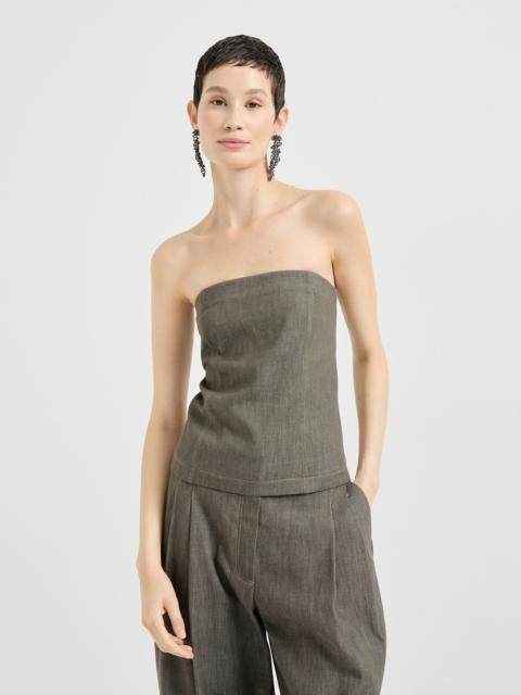 Brunello Cucinelli Cotton denim-effect twill bandeau top
