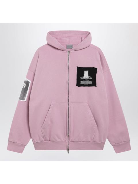 BALENCIAGA Balenciaga Antique Pink Cotton Jersey Zip-Up Hoodie Women