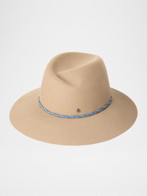 MAISON MICHEL Virginie Braided Denim Wool Felt Fedora Hat