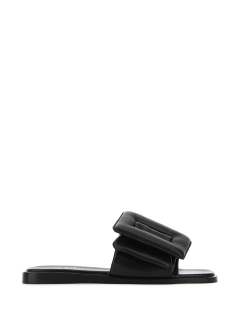 Other Designers Boyy Women Black Leather Puffy Slippers
