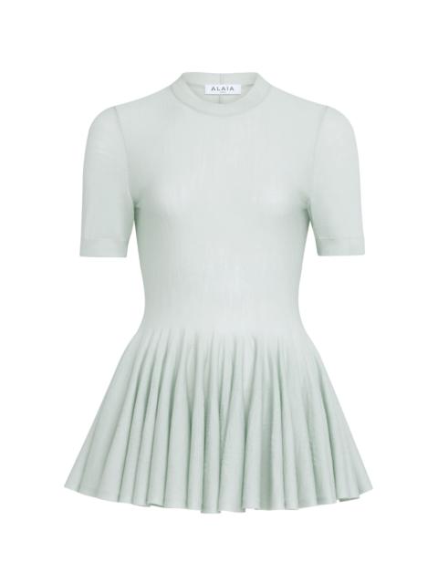 Alaïa Wool Peplum Top light blue