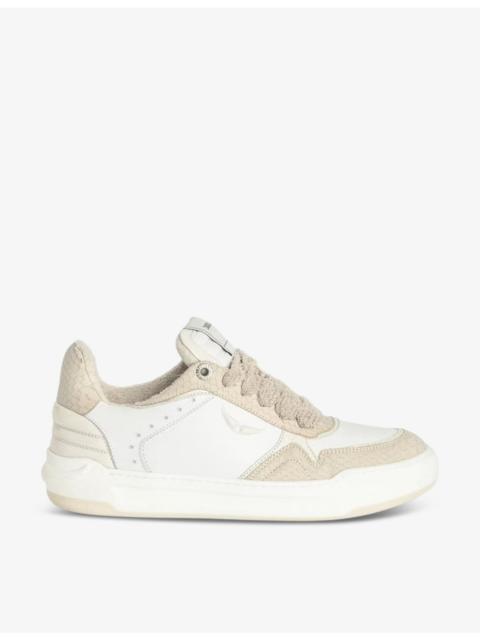 Zadig & Voltaire Wings snakeskin-effect low-top leather trainers