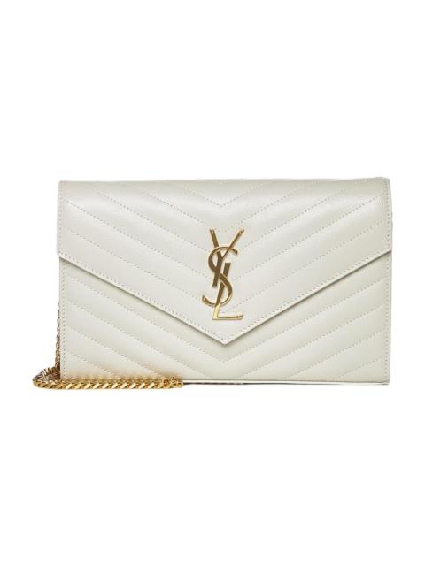 SAINT LAURENT Ysl Logo Quilted Leather Wallet On Chain Bag