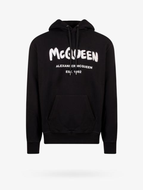 ALEXANDER MCQUEEN BLACK logo-print hooded sweatshirt