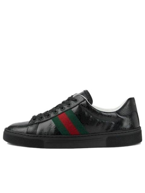 GUCCI (WMNS) Gucci Ace sneaker with Web 'Black GG Crystal canvas' 760774-FACRF-1163