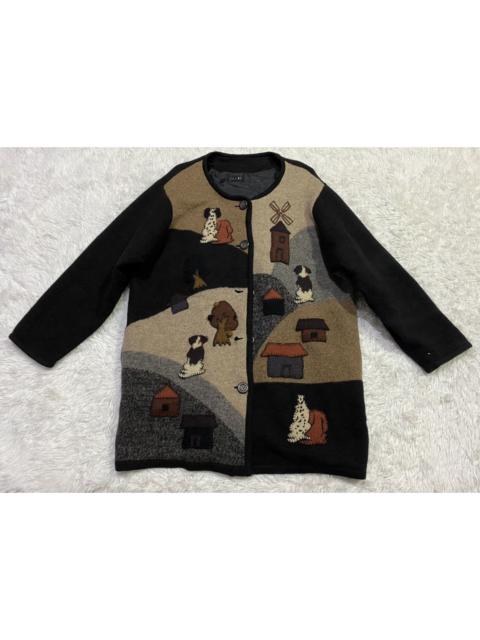 Other Designers Japanese Brand Patchwork Logo Wool Button Up Sweater