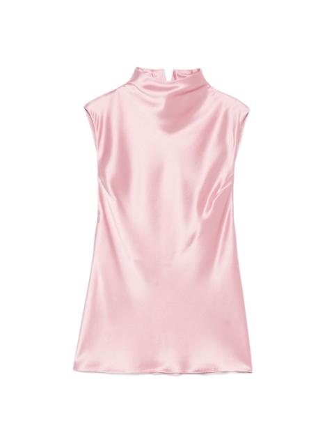 high-neck sleeveless top