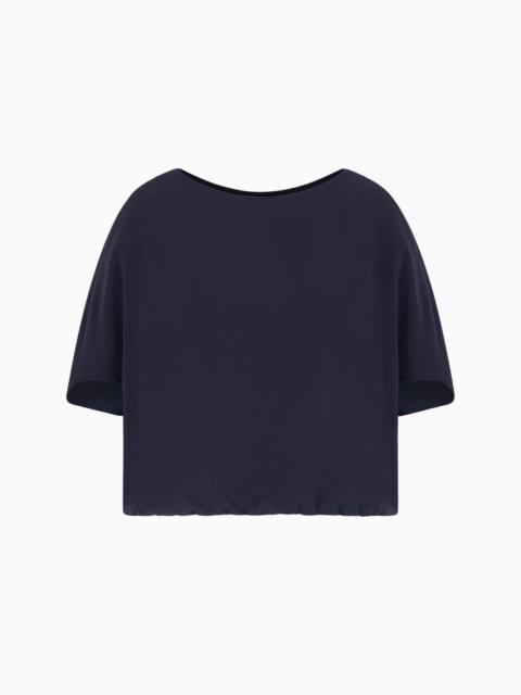 EMPORIO ARMANI TECHNICAL CADY BLOUSE WITH GATHERED HEM