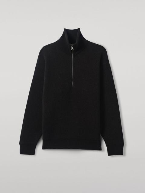 Johnstons of Elgin Double Face Black Half Zip Jumper
