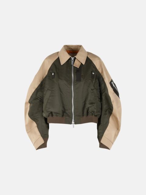 sacai 'CHINO' GREEN AND BEIGE NYLON JACKET