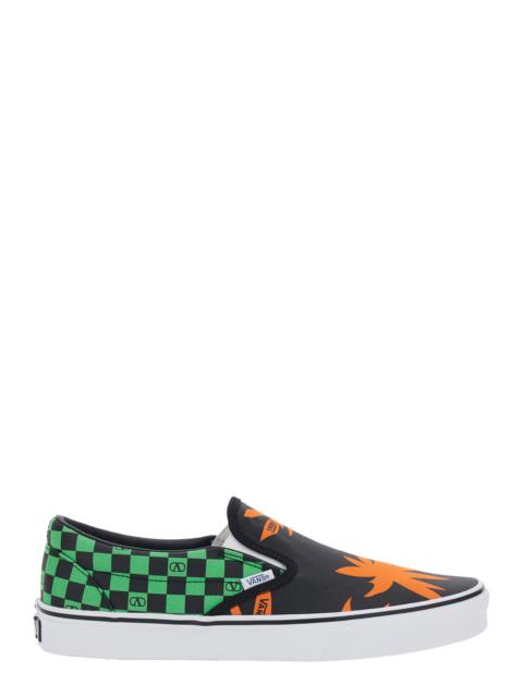 Valentino Valentino Garavani Men Multicolor Low Top Sneaker With Check Motif With Vlogo Print And Palm Print A