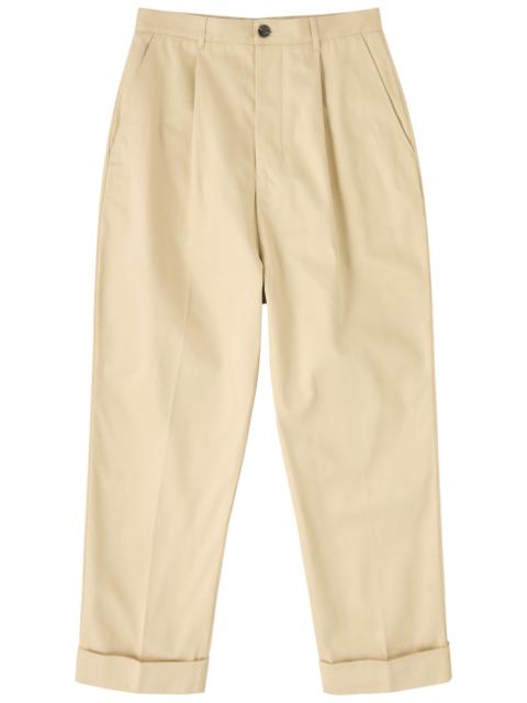 Ami Paris Cropped Tapered-leg Cotton Chinos