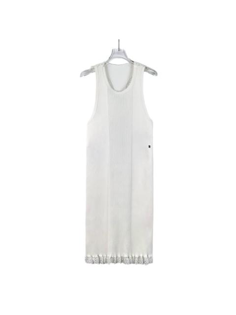Louis Vuitton Louis Vuitton White Color-Block Lace Crew Neck Sleeveless Knit Dress