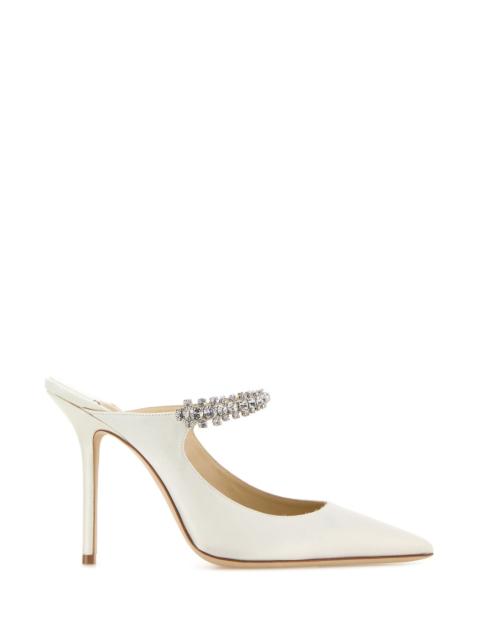 JIMMY CHOO White satin Bing 100 mules