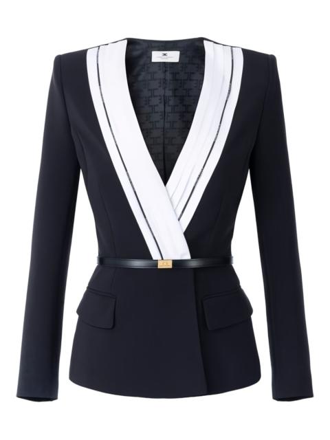 ELISABETTA FRANCHI pleated logo-piping jacket