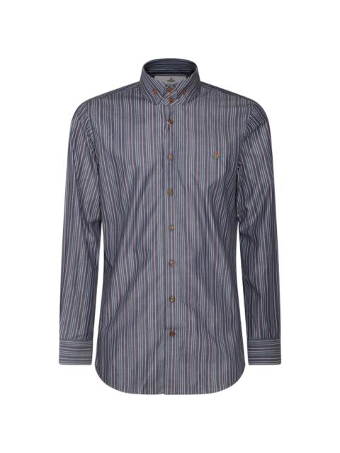 Orb-embroidered striped shirt