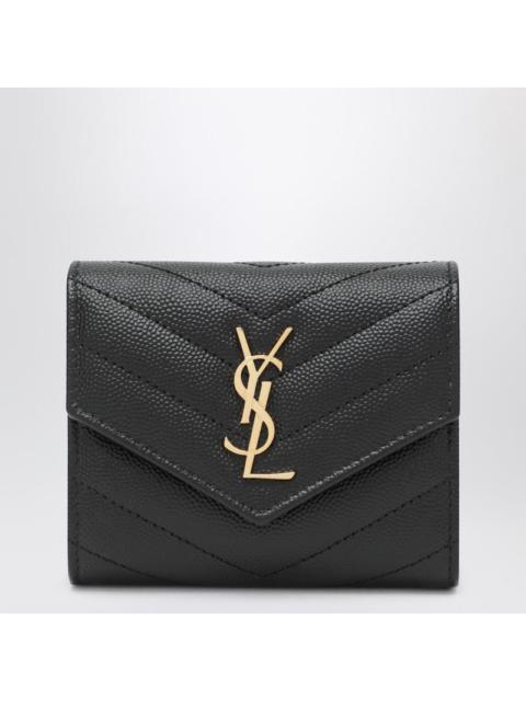 SAINT LAURENT Saint Laurent Cassandre Matelassé Black Tri-Fold Wallet Women