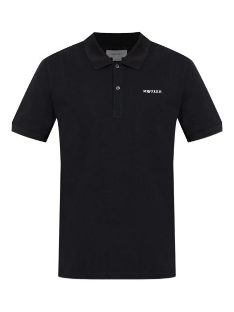 Alexander McQueen Alexander Mcqueen Men Embroidered Logo Cotton Piqué Polo Shirt