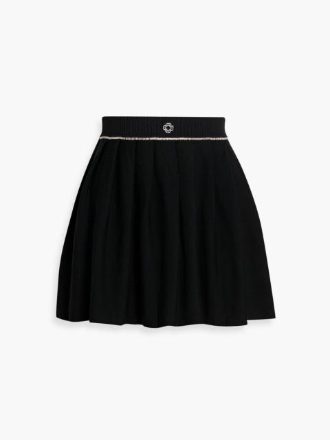 maje Crystal-embellished pleated wool-blend mini skirt