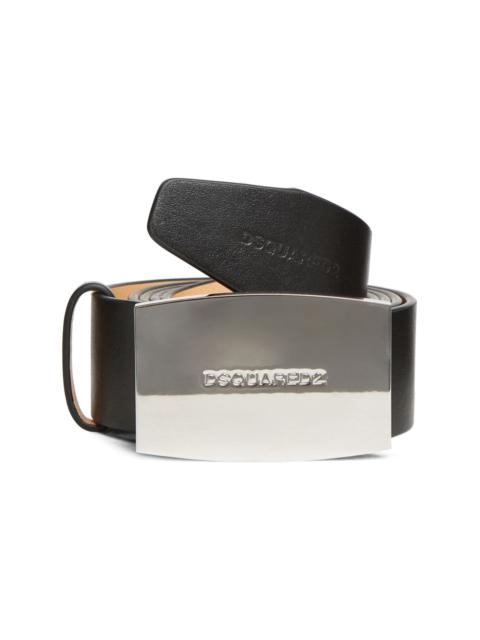 logo-buckle leather belt