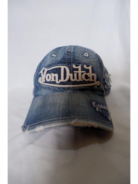 Y2K Von Dutch Distressed Denim Strapback Hat