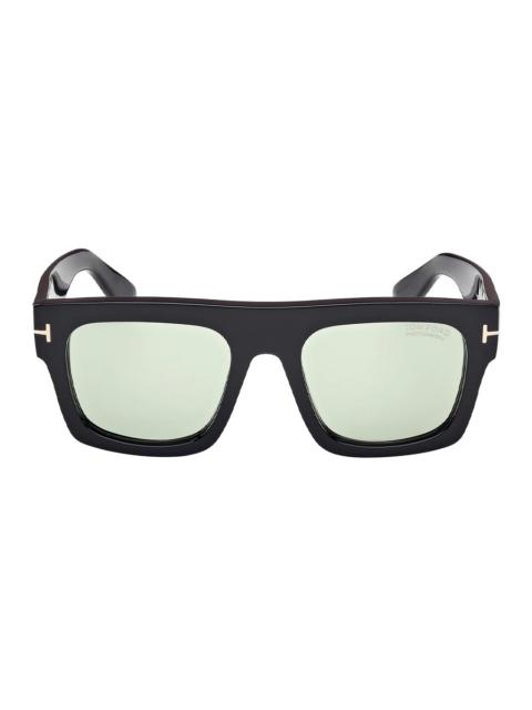 TOM FORD Open Box - Tom Ford Fausto Green Photochromatic Browline Men's Sunglasses FT0711 01N 53