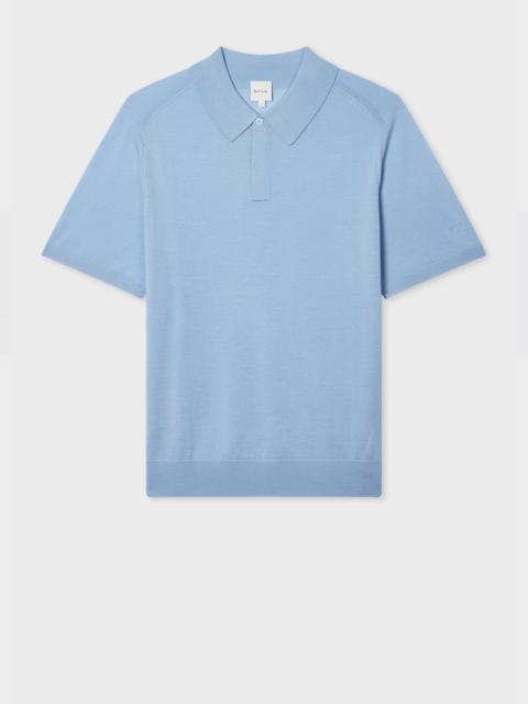 Paul Smith Light Blue Merino Wool Short Sleeve Polo Shirt