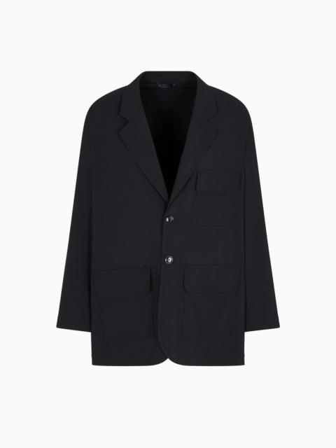 GIORGIO ARMANI SINGLE-BREASTED JACKET IN PURE WOOL CRÊPE