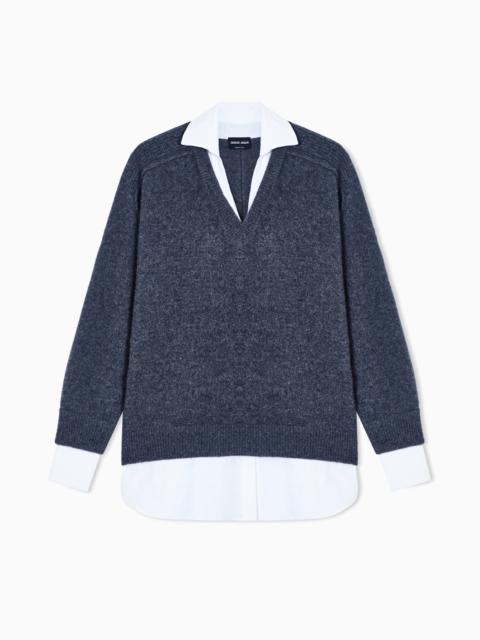 GIORGIO ARMANI CASHMERE JUMPER WITH SHIRT DETAILS