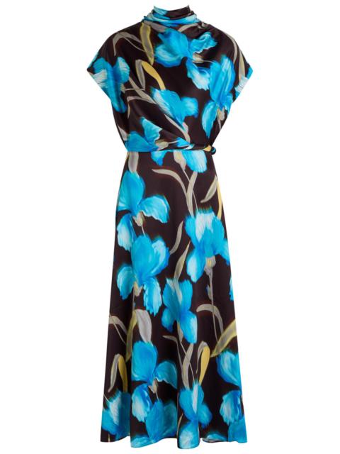 REBECCA VALLANCE Rebecca Vallance Ingrid Floral-print Moiré Midi Dress