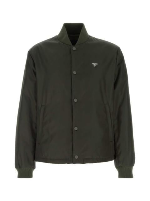 Prada Bottle Green Nylon Bomber Jacket