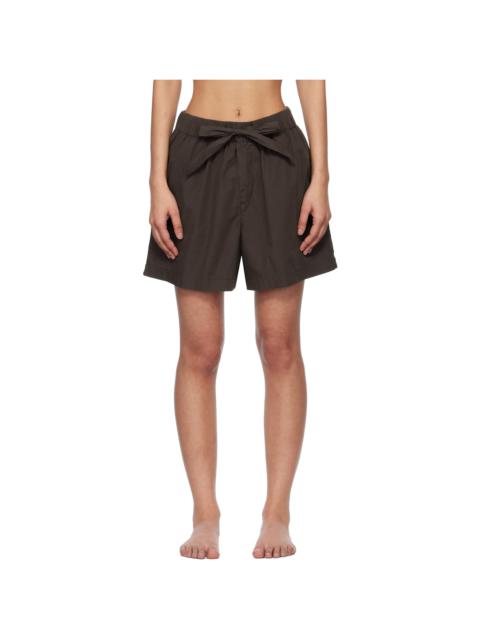 TEKLA Brown Poplin Pyjama Shorts