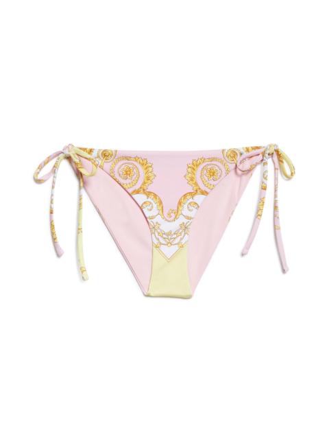 VERSACE Versace Barocco Print String Bikini Bottoms in Pale Yellow Rose Quartz at Nordstrom